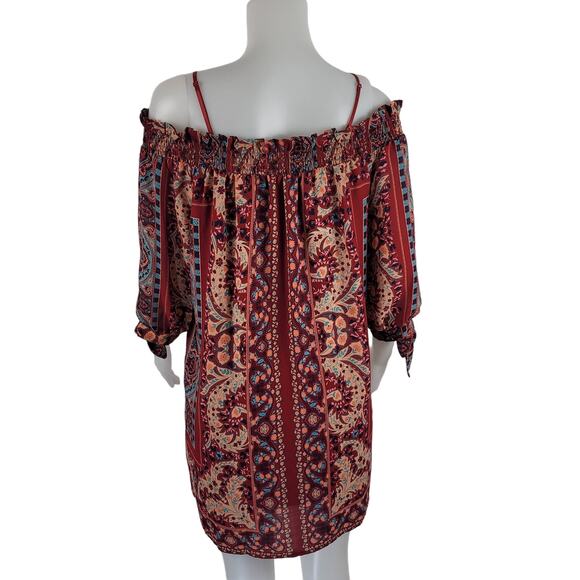 City Triangles Multi Color Open Sleeve Boheimian Vacation Cruise Work Dress L - Picture 3 of 5